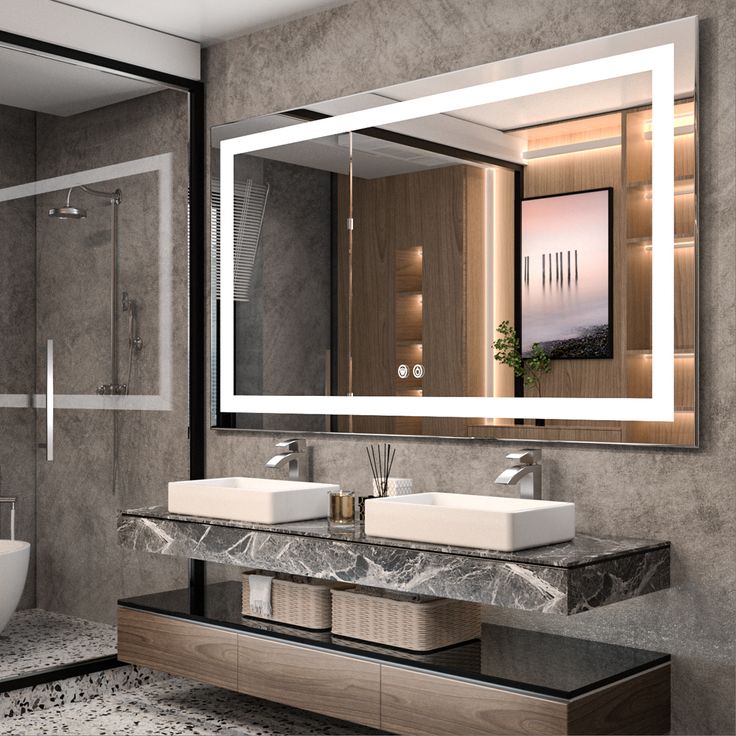 Gương led trang trí hình chữ nhật bảng to