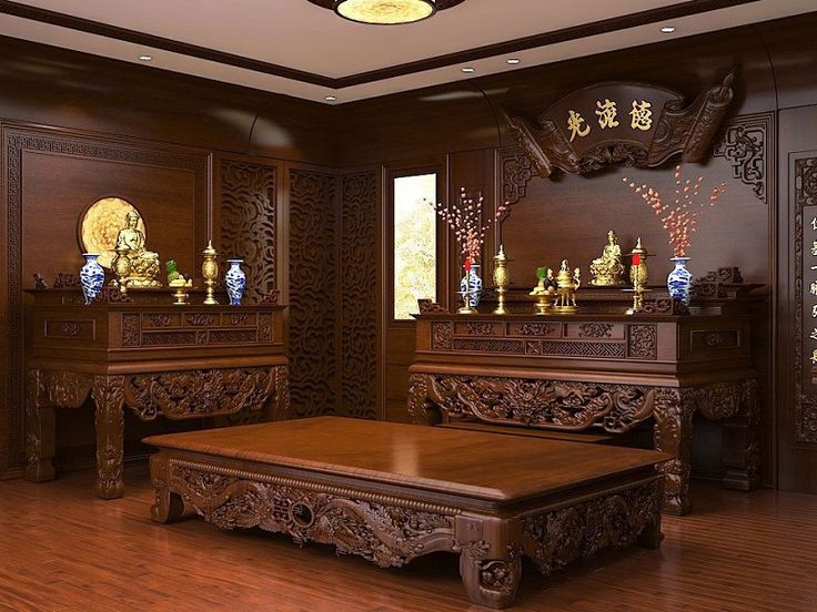 Trang trí phòng thờ bằng tắm ốp giả gỗ