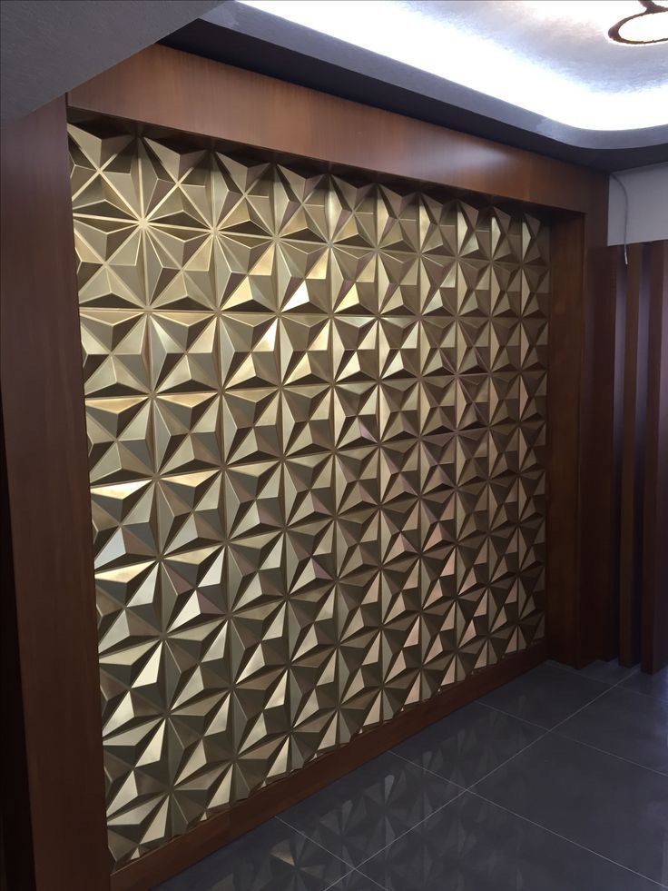 Tấm ốp 3d màu vàng gold trang trí hàng lang